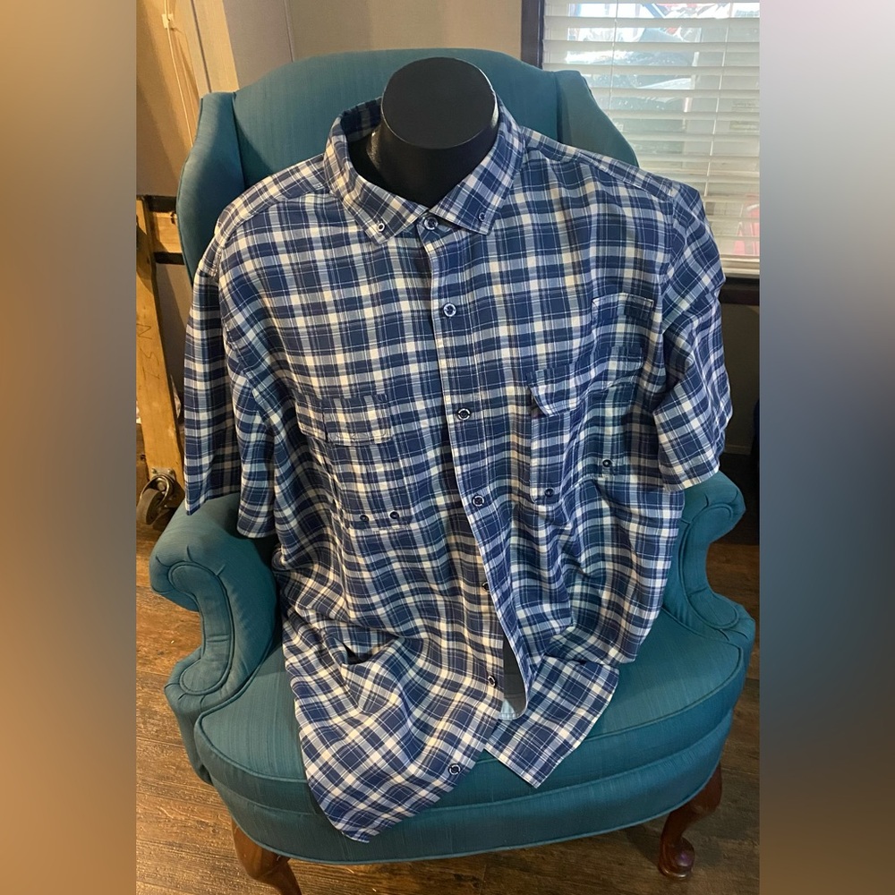 Men’s Boulder Creek Blue Plaid Men's Shirt Size 3XL Tall